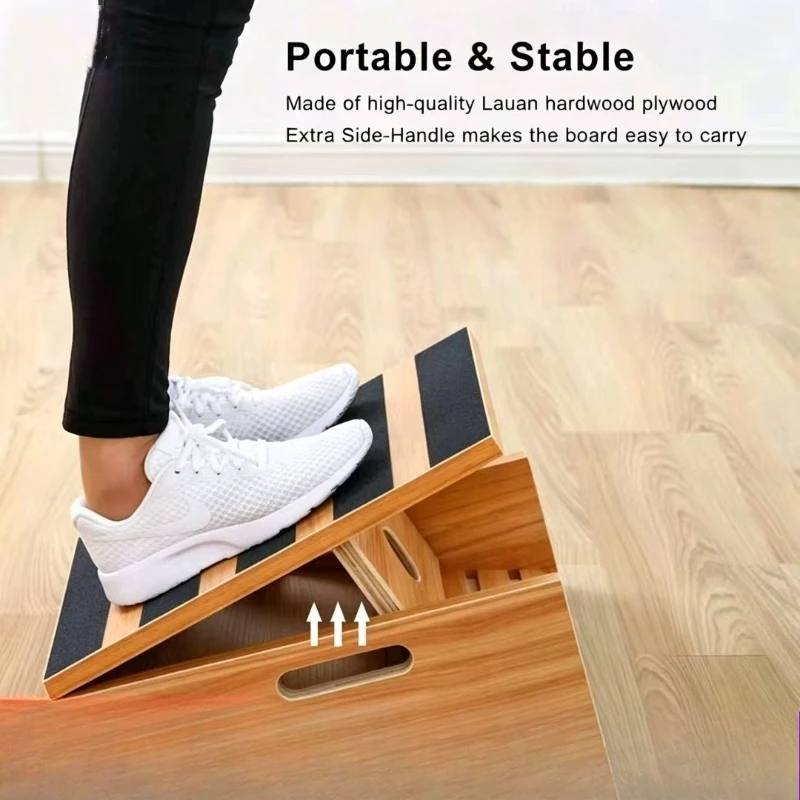 YJQ foot pedal board wooden tensile  calf stretching inclined board household adjustable gear balance board