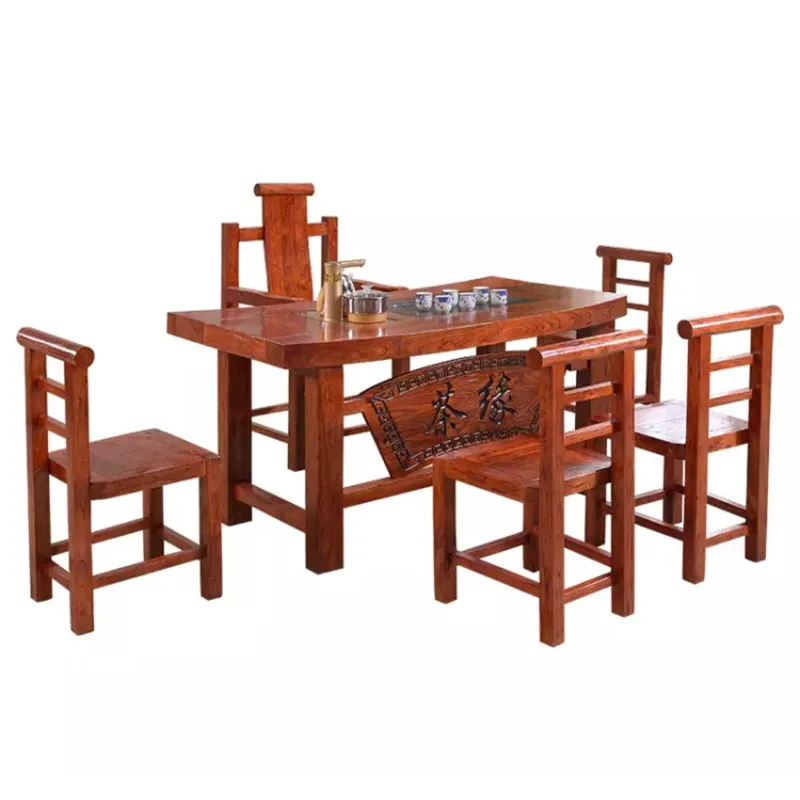 

Old elm kung fu tea table antique solid wood tea table and chair combination storefront office