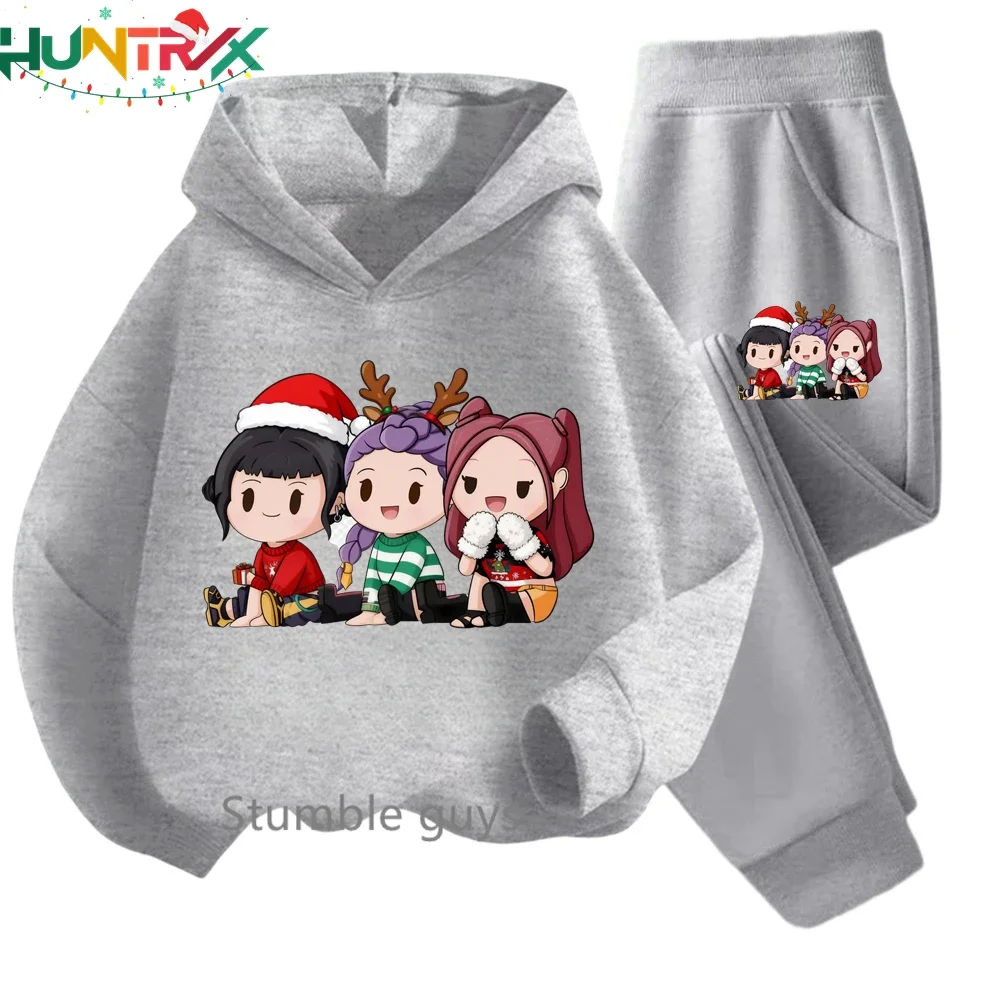 

Boys Cartoon Kpop Demon Hunters Hoodie Set Kids 3-12Y Autumn Girls Warm Soft Comfortable Anime Print Comfortable 2-Piece Outfit​