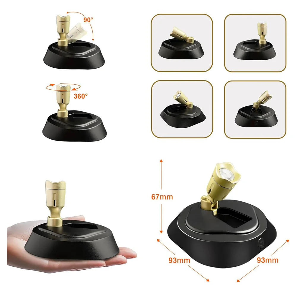 Rechargeable LED Spotlights 2 Pack With Remote Warm Natural Cool White 3 Mode Wireless Spotlight for Art Exhibition