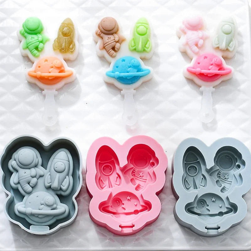 

Astronaut Rocket Planet Ice Cream Silicone Mould Popsicle Ice Tray Cake Chocolate Cheese Stick Mold Kitchen Tools Accessories