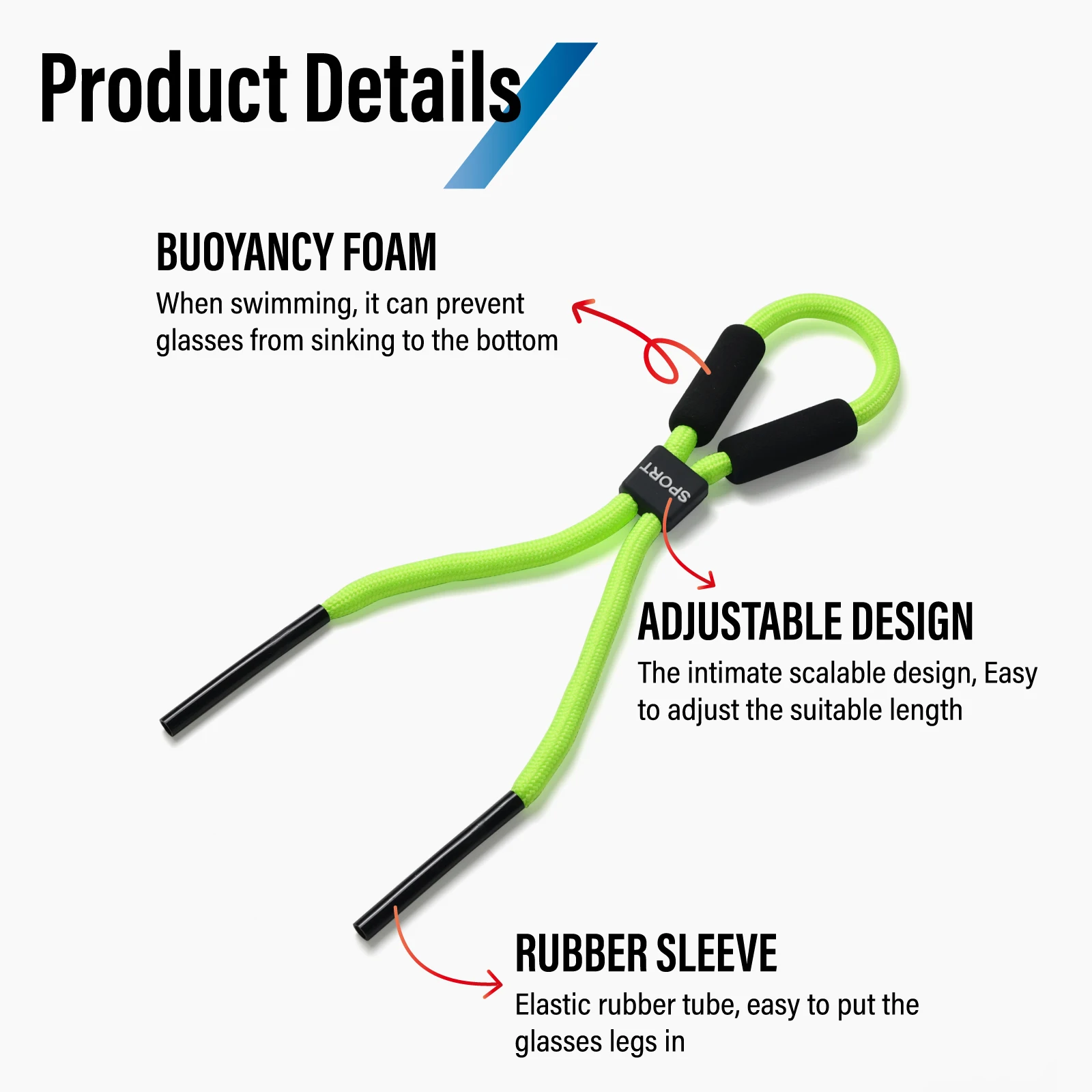 Floating Cord Sunglass Strap for Sports