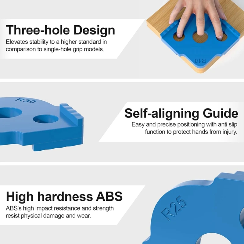 Radius Jig Router Templates 4 Pcs, Corner Radius Routing Templates, High Hardness ABS+CNC Routing Rounded Corners Router Durable