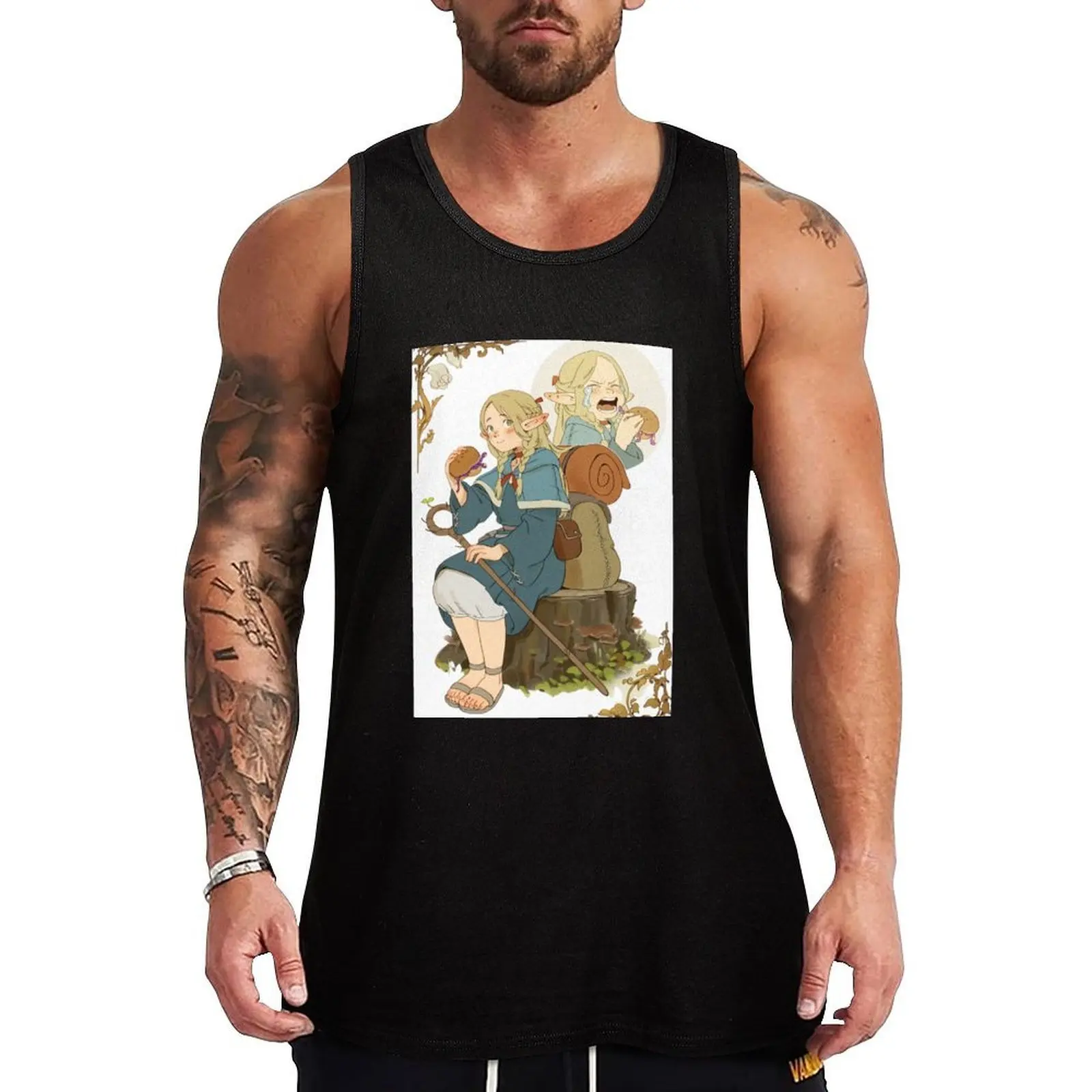 

Dungeon Art Tank Top bodybuilding for men Top Men's fitness t-shirt anime gym