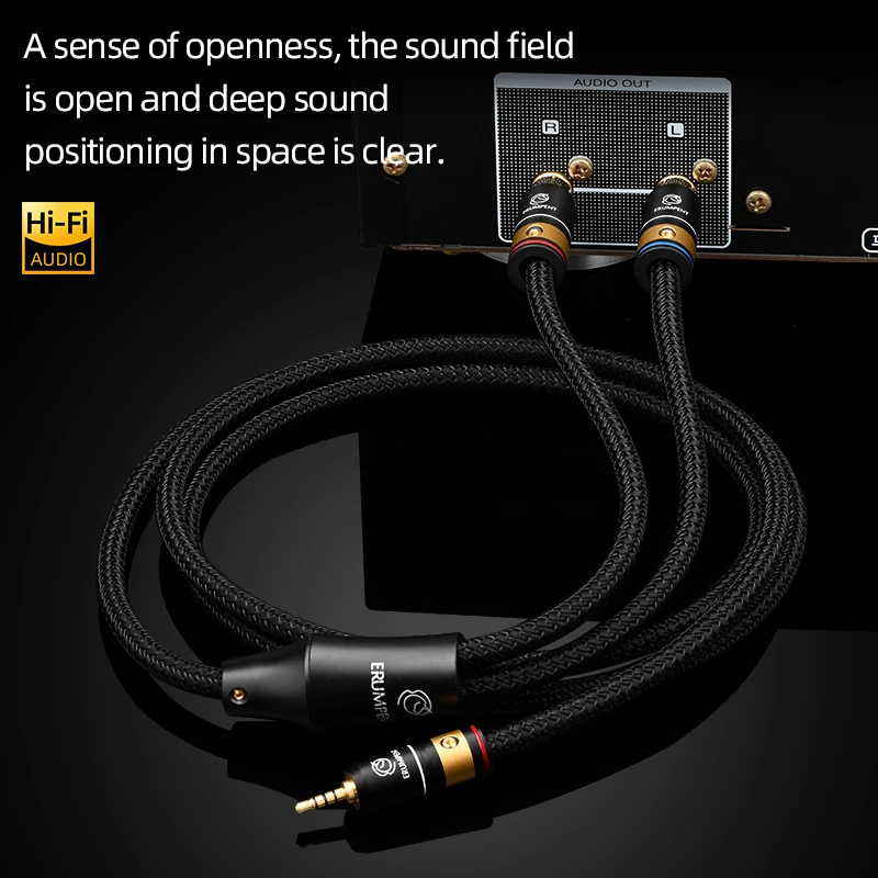 ERUMPENT HiFi 2.5mm to 2RCA Audio Cable for Amplifier Mixer Headphone 2.5 to 2RCA Male with Double Shielding Speaker Cable
