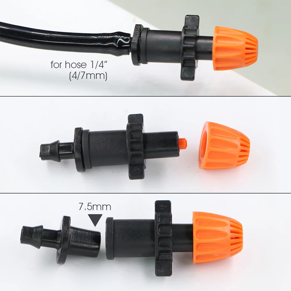 15 szt. 90 °/180 °/360 °/kąt rozpylania paska opcjonalnie dysza do podlewania 7.5mm nawadnianie ogrodu zraszacze regulowane pomarańczowe dysze