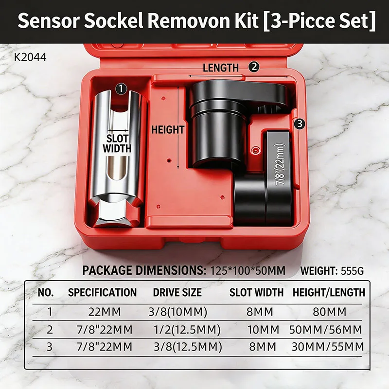3/5/7/10-teiliges Universal-Sauerstoffsensor-Steckschlüssel-Set O2 Lambda-Sensor Demontagewerkzeug-Kit Kfz-Sensor-Entferner und -Installationswerkzeug-Set – Detail 1