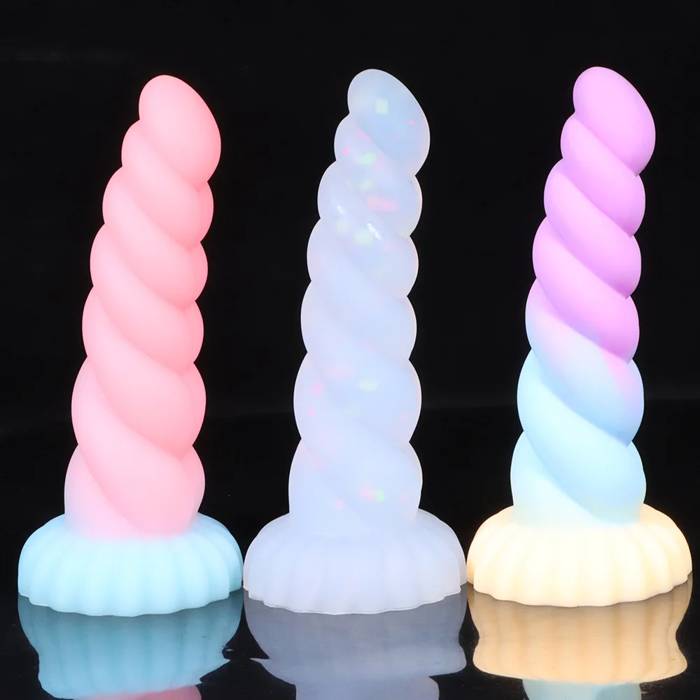 

Luminous Dazzling Colorful Twisted Vestibule Anal Plugs Men/Women Anal Expansion Masturbator Shaped Fake Penis Soft Silicone