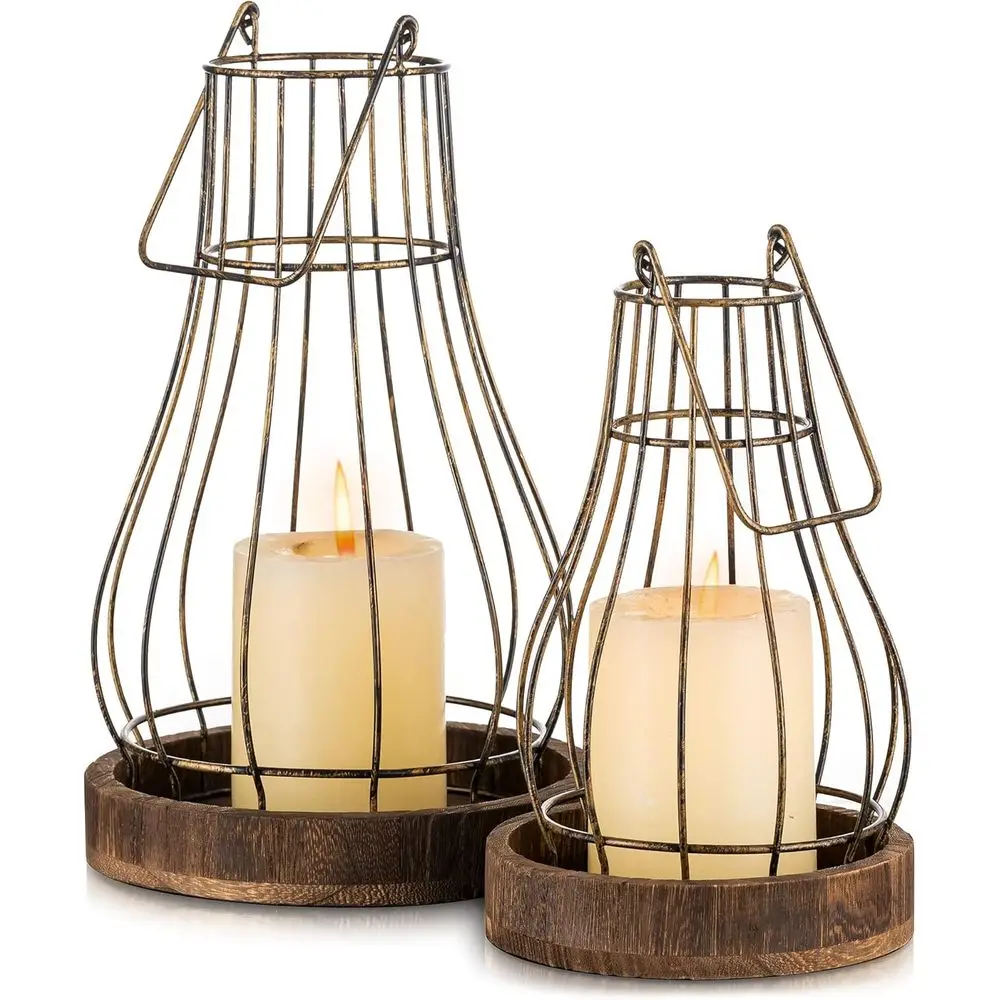 Lantern Home Decor - Rustic Candle Holders Decorative Lanterns or Candle Living Room Kitchen Dining Coffee Table Fireplace Mantl