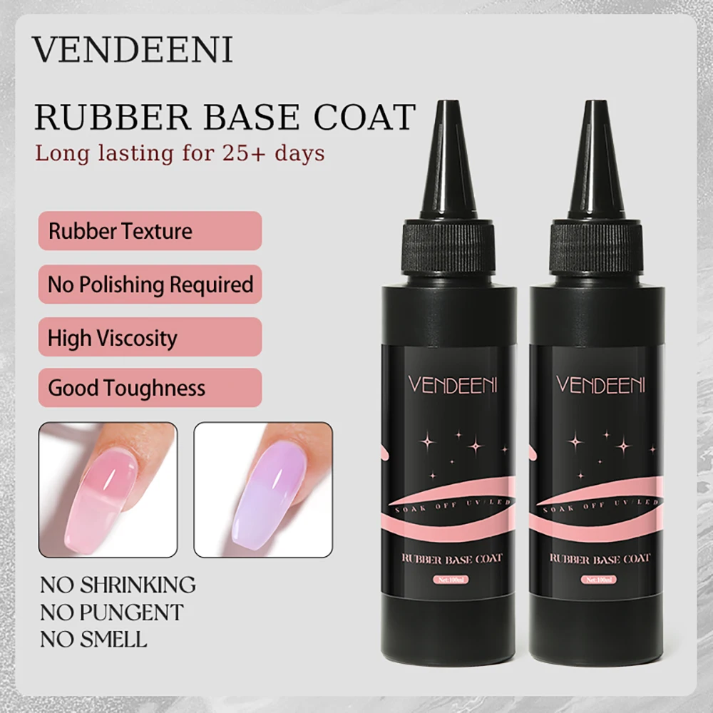 Vendeeni 17 Tipi Smalto per unghie gel funzionale UV Top Coat Base Coat Glitter Gel cromato Costruisci Gel di estensione Gel bianco nero 100ml