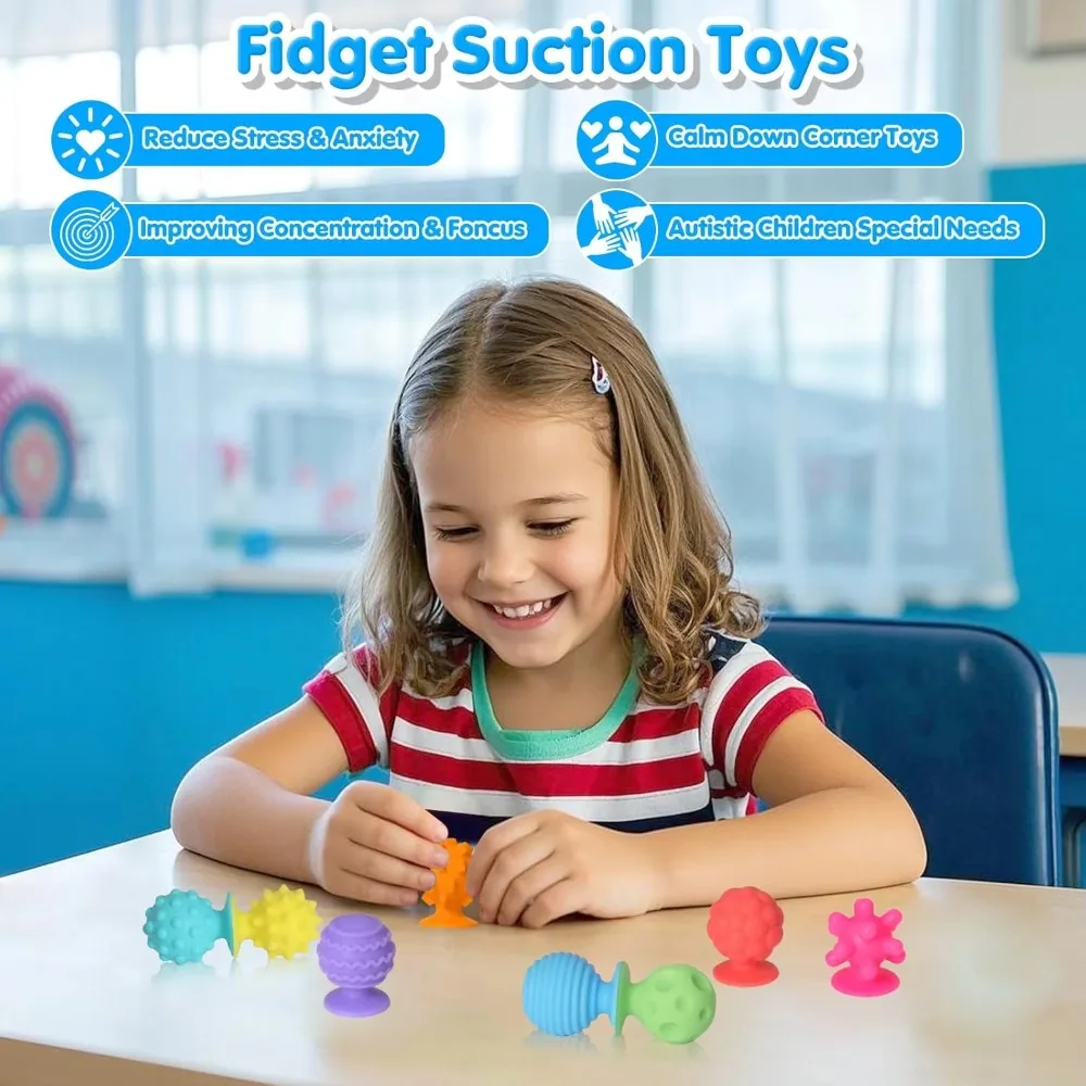 Giocattolo Fidget con pietra morbida testurizzata, rilassante, in silicone, per bambini, pietra sensoriale, creativo, senza rumore, ventosa in silicone, giocattolo per bambini