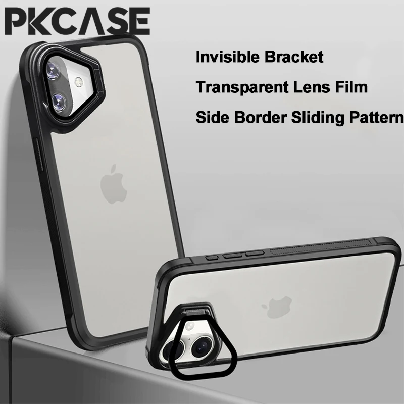 

PKCASE Transparent Lens Protection Case For iPhone 16 15 14 Plus 13 12 11 Pro Max Invisible Bracket Glass Lens Shockproof Cover