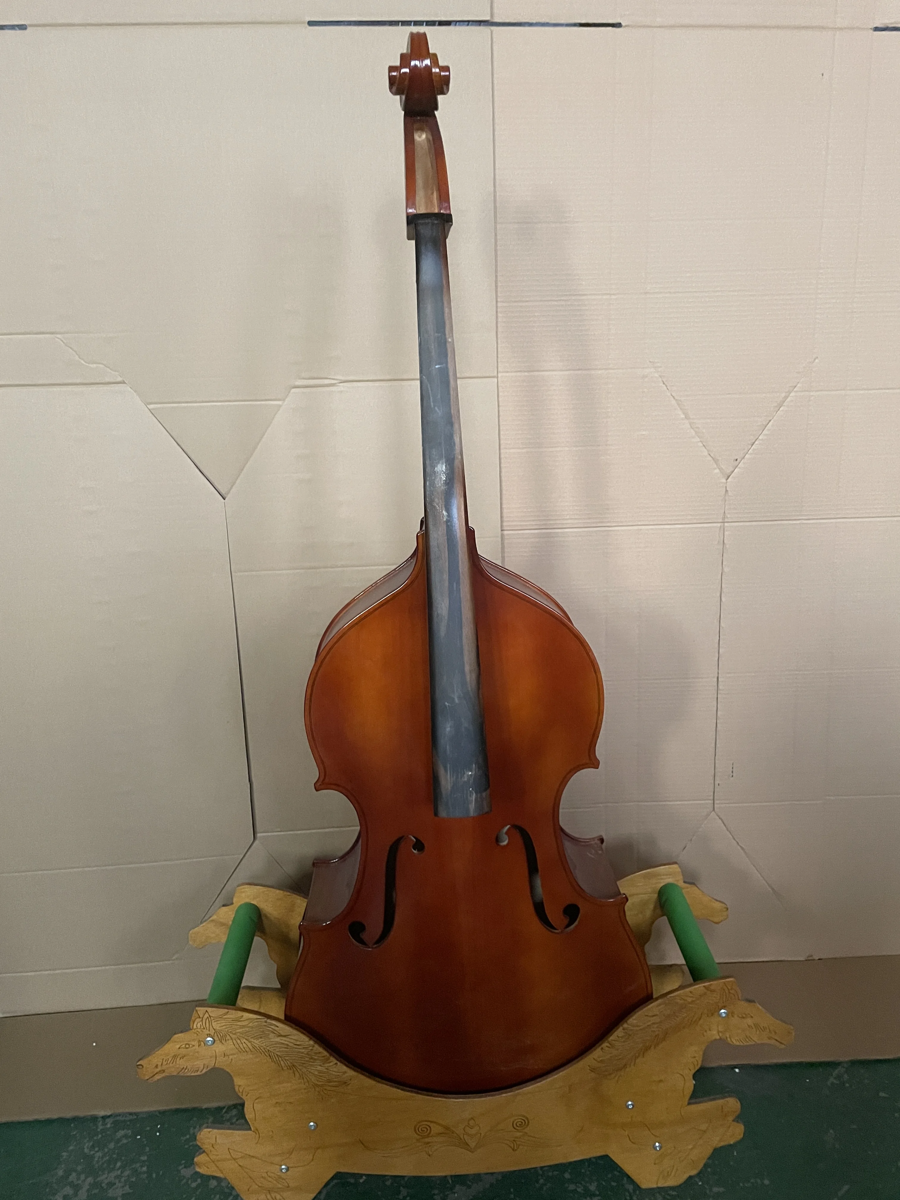 1/8 double bass, handmade plywood four string double bass with accessories