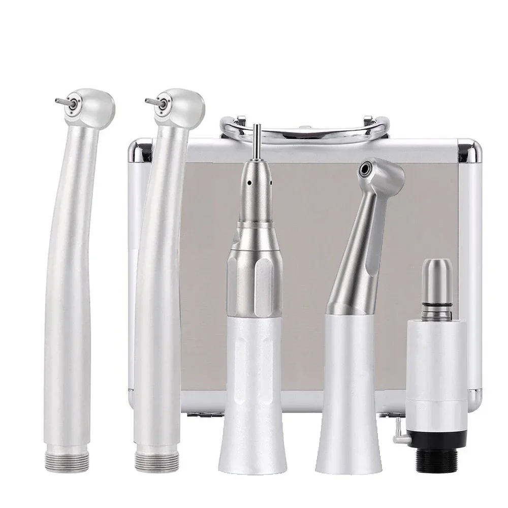 Dental Oral High & Low Speed Handpiece Kit Push Button Straight Contra Angle LED Air Turbine 2/4 Hole M4 / B2 Whole Set