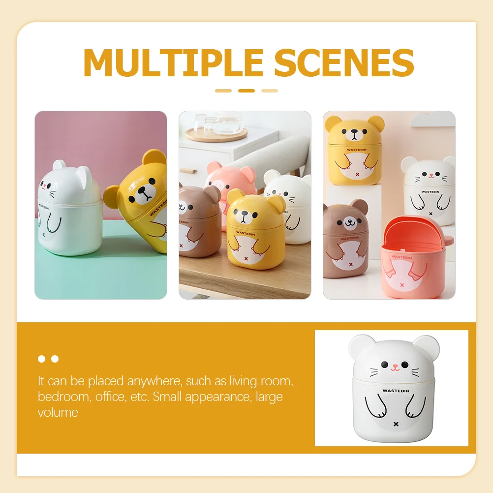 

Desktop Trash Can Cute Small Office Garbage with Lid Table Cans Plastic Bathroom Little Bedroom Cover