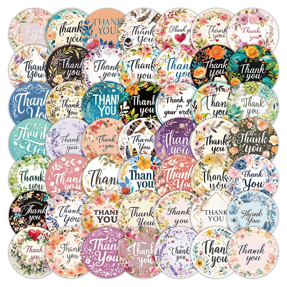 

10/50PCS Round Graffiti Stickers Thanks for the English Words Cartoon DIY Sticker Kids Toys Laptop Phone Guitar Car Bike Decals