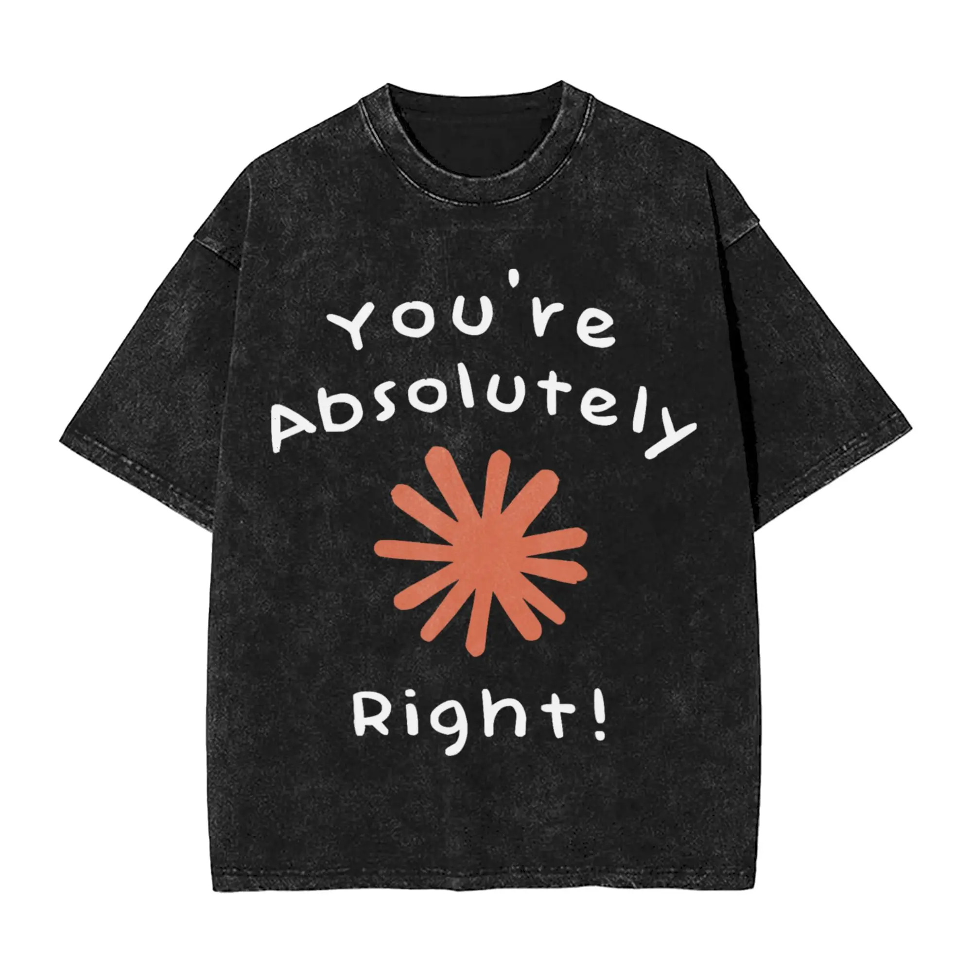 Harajuku Washed Shirts Claude Code You're Absolutely Right  Apparel Casual T Shirt Oversize  Streetwear Short Sleeve