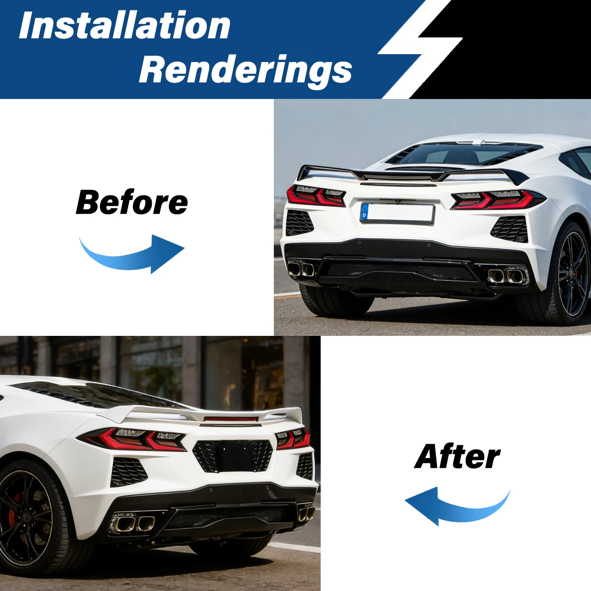 For Corvette C8 Convertible Coupe Z51 3LT 2020 2021 2022 2023 2024 Automobile ABS Rear License Plate Cover Body Modification Kit