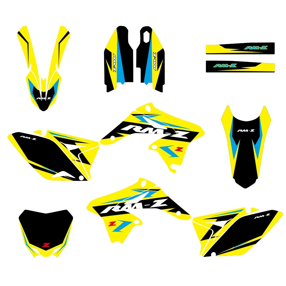 

Full Set Motorcycle Body Decals Graphics Kit Sticker for Suzuki RMZ250 2010-2014 Off-Road Model Durable Waterproof UV Proof
