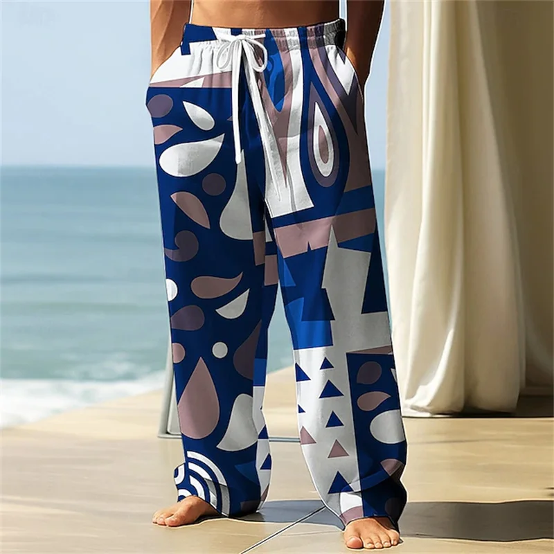 

Мужские стильные повседневные брюки в стиле ретро с классическим принтом, широкие пляжные брюки свободного кроя, спортивные брюки для уличной моды, обеспечивающие комфорт