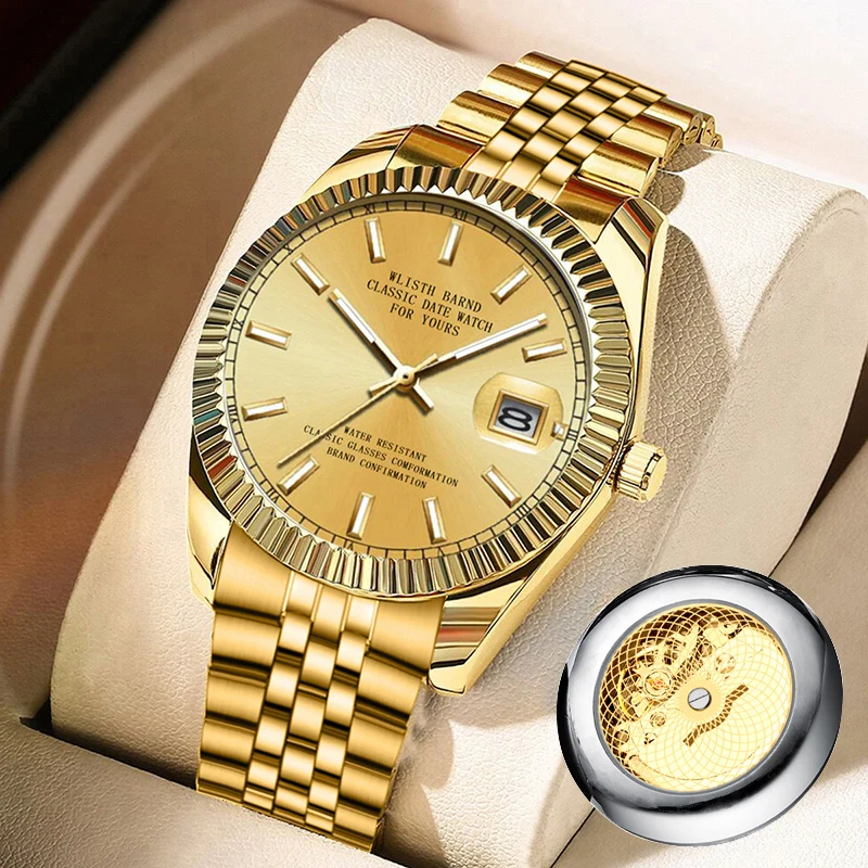 Men's Watch Luxury Quartz Watch Casual Waterproof Night Light Calendar Stainless Steel Strap Watch Mechanical Watch relógios
