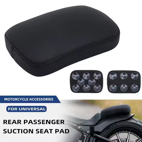 Motorcycle Universal Rear Passenger Suction Cups 6/8 Seat Pad Pillion Black For Harley Sportster XL 883 1200 Softail Touring