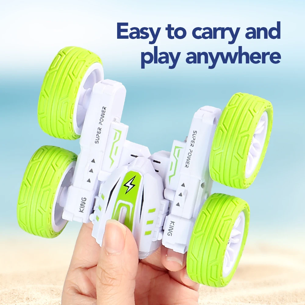 1 قطعة 2.4G زهرة مشوهة على الوجهين تراجع حيلة سيارة التحكم عن بعد 360 ° لعبة سيارة دوارة بإضاءة LED هدية عيد ميلاد للأطفال