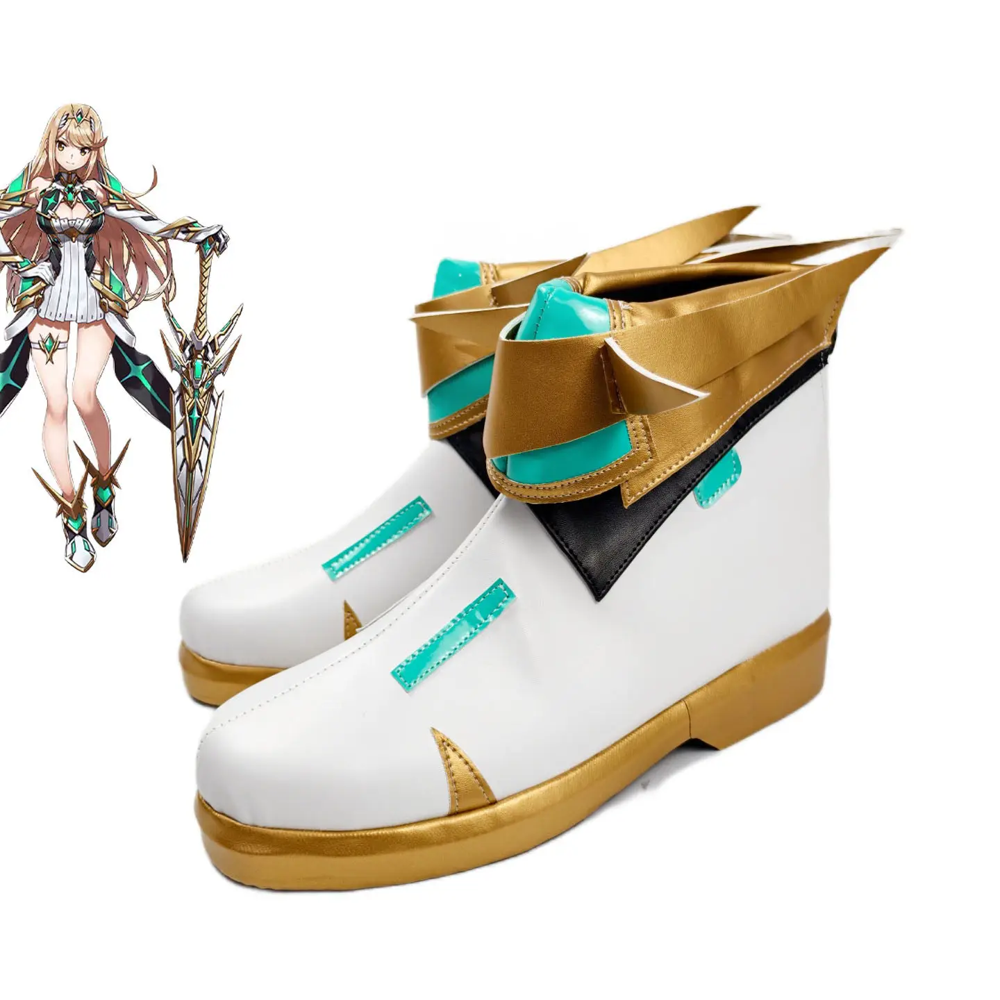 Game Xenoblade Chronicles 2 Mythra Cosplay Costume Shoes Handmade Faux Leather Boots