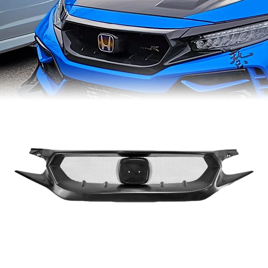 

suitable for 17 Onwards Civic Type R FK8 JS Style Frp Front Bumper Grill (Also Fit FC1/FK7 Need Cut One Short Panel) & Grill Emb