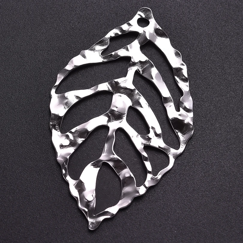 6pcs Silver Color Plant Tree Leaf Flower Charms For Jewelry Making Earring Necklace Connector Stainless Steel Charm Pendant Bulk