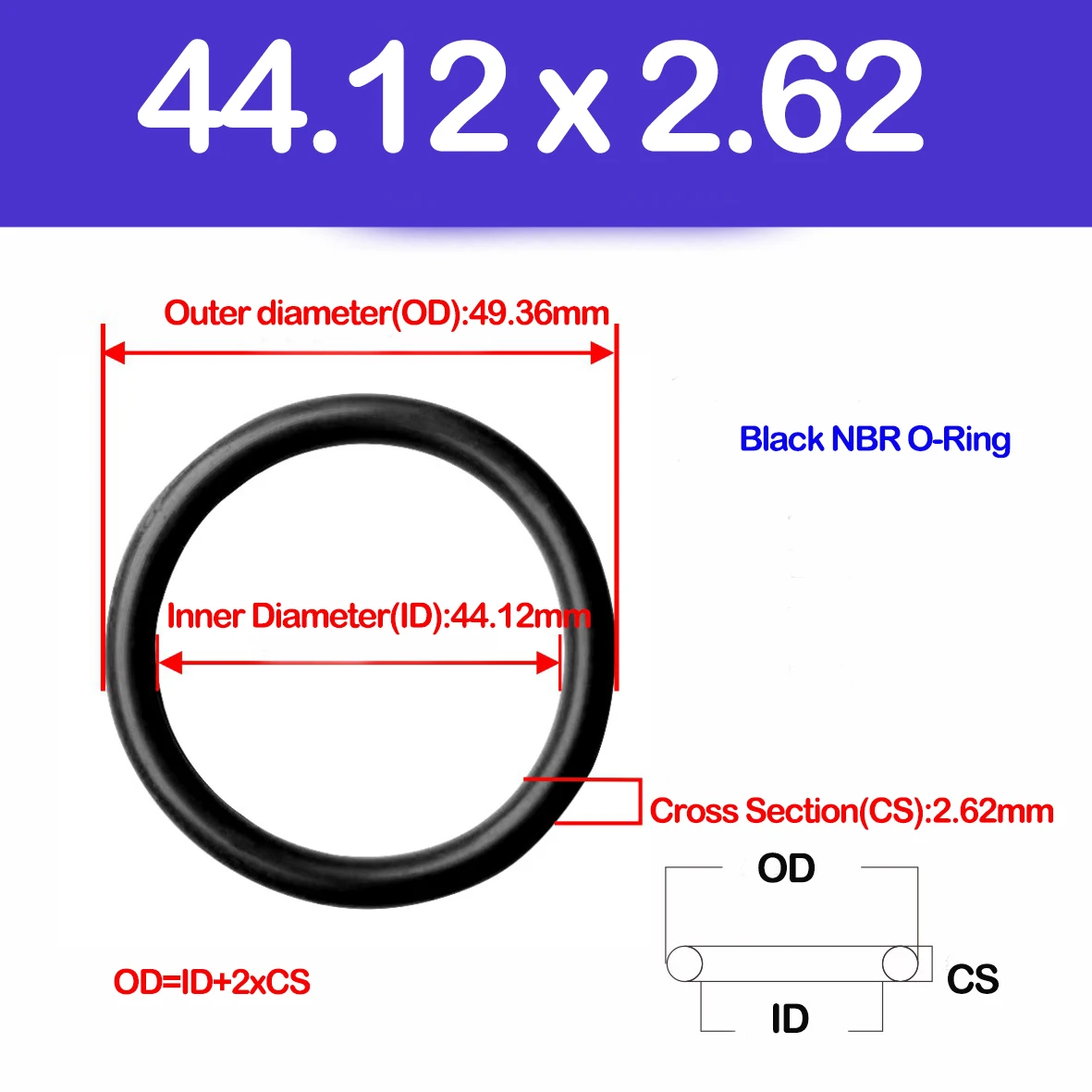 WD CS 2.62/2.65mm,NBR O Ring Sealing Gasket Nitrile Rubber Washers for Car Auto Vehicle Inner Diameter1.24--247.32mm,ID x CS