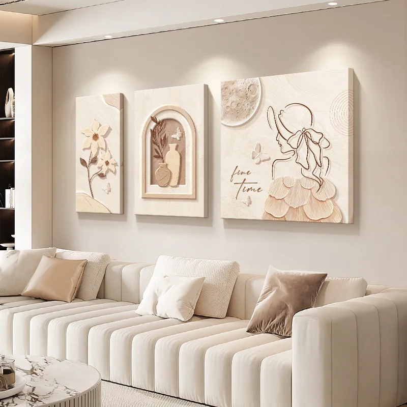 

Cream wind, Morandi, living room, decorative painting, log wind, simplicity, high sense