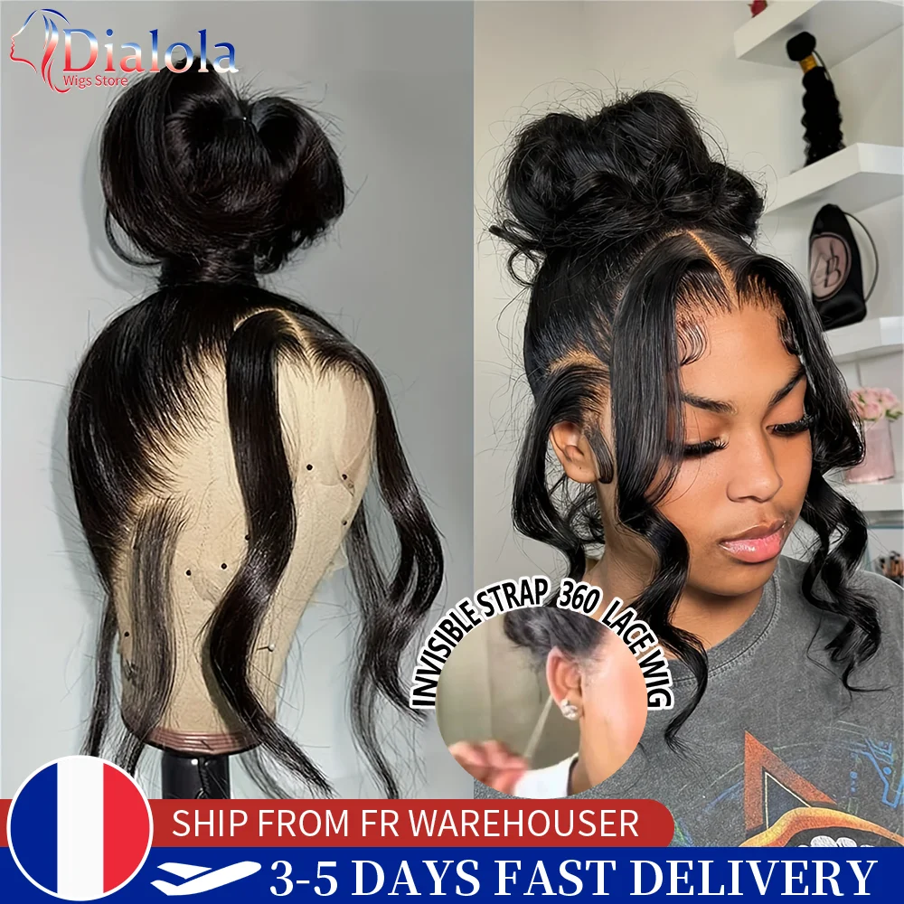Dialola perruques vague de corps HD 360 pleine dentelle perruques sangle Invisible cordon Sung Hd 360 dentelle avant sans colle perruques perruque de cheveux humains