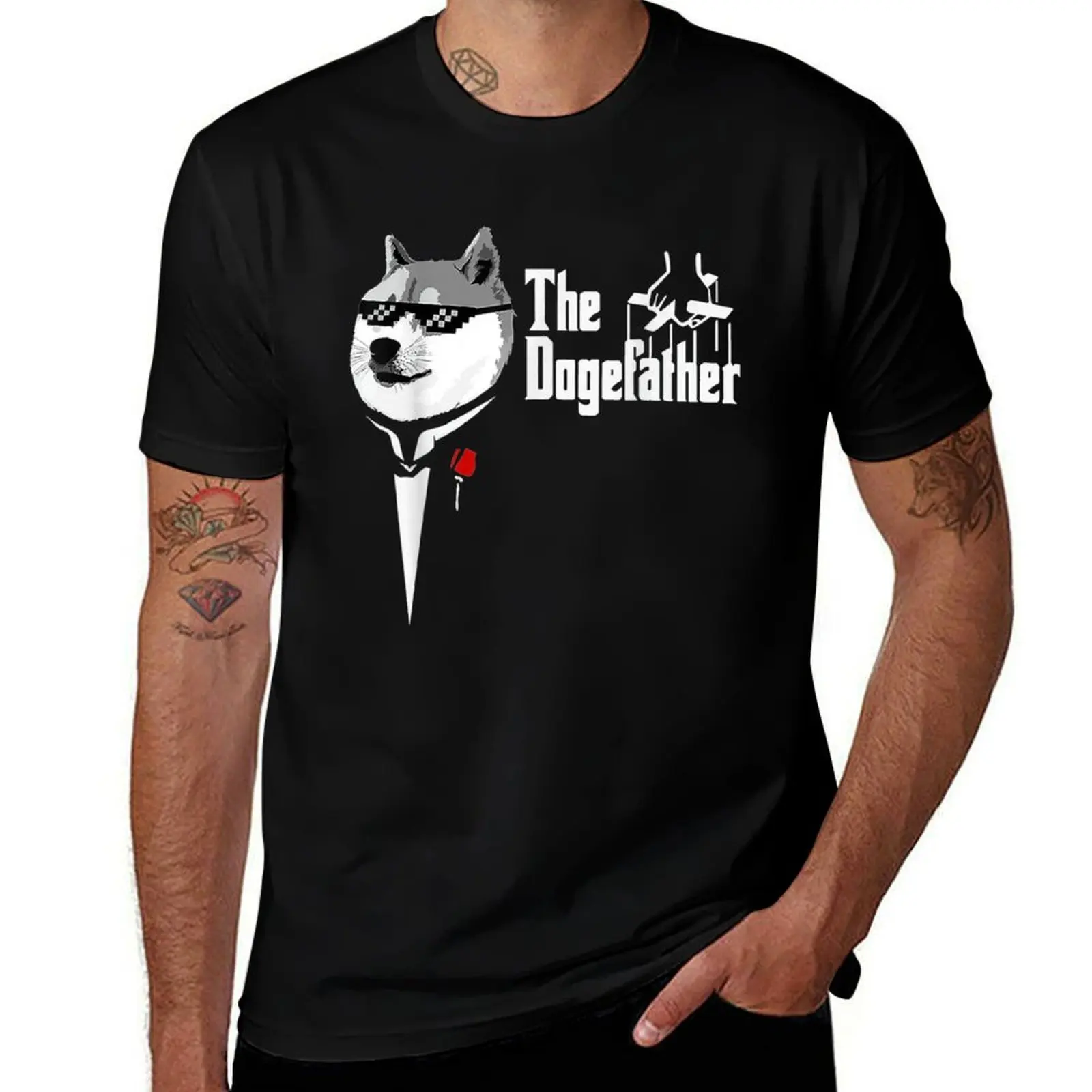 Футболка Dogefather Cool Doge Father с забавным принтом Dogecoin, дышащая спортивная одежда для мужчин.