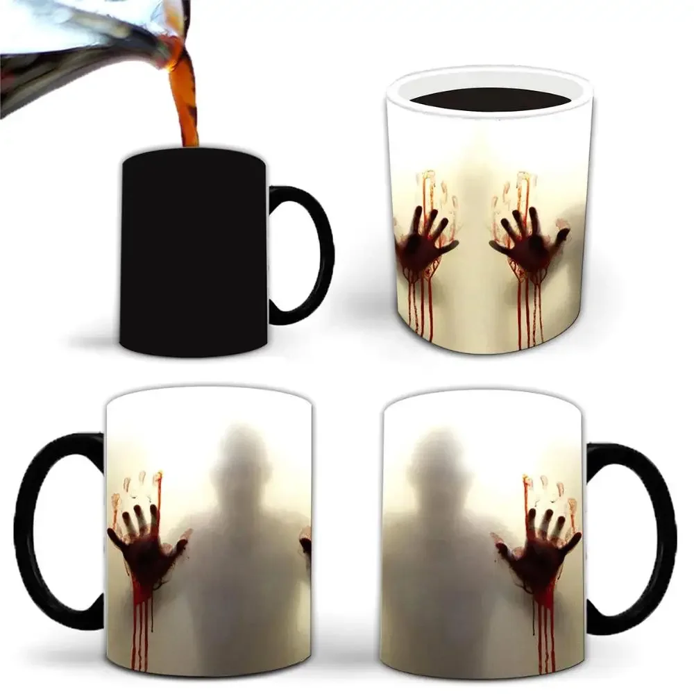 

Thermochromic Ceramic Novelty Halloween Decoration Color Changing Heat Sensitive Coffee Mug Drinkware Milk Bottle Tea Cup