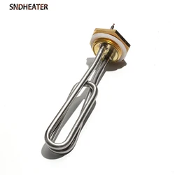SNDHEATER 110V 220V DN32 BSP Copper Thread Immersion Water Heating Element 1KW 1.5KW 2KW 2.5KW Solar Folded Heater Boiler for RV
