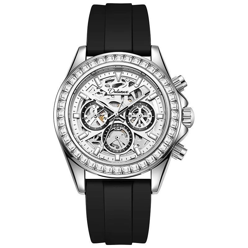 

Dulunwe новые мужские автоматические механические часы лучший бренд класса люкс из сплава водонепроницаемые светящиеся часы мужские полые 41 мм