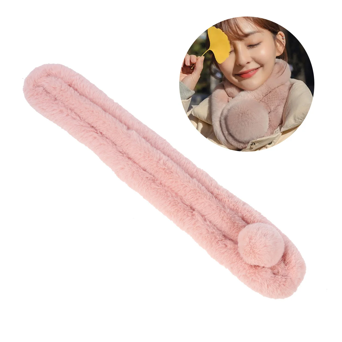 

Faux Rabbit Scarf Wrap For Women Winter Warm Lightweight Soft Shawl Travel Evening Party Gift Rubber Pink