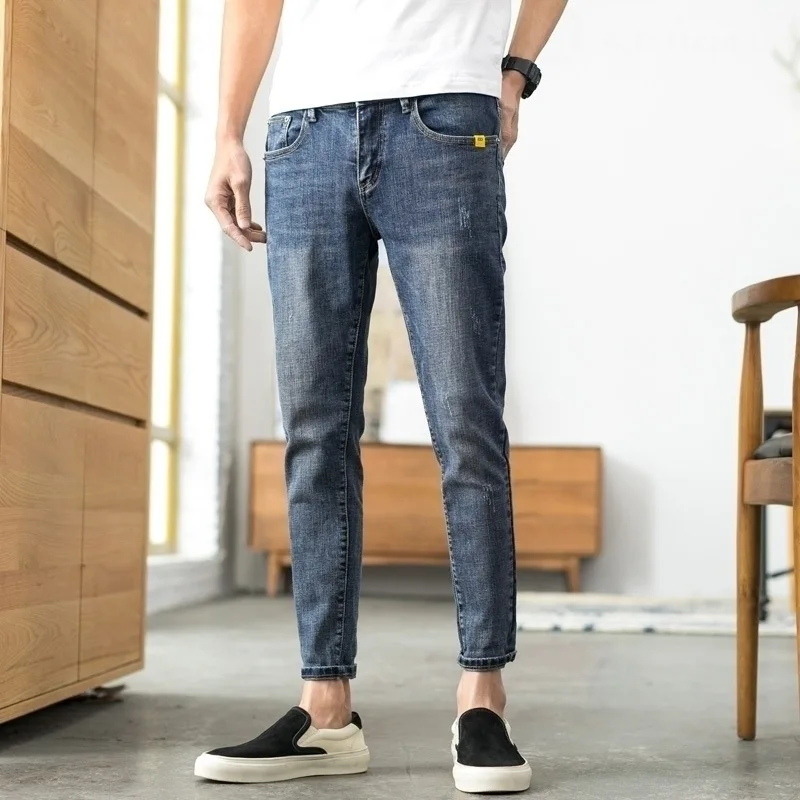 Jean Denim décontracté pour hommes, beau pantalon crayon à coupe Slim, style coréen, tout-assorti, de Cowboy, collection été 2022