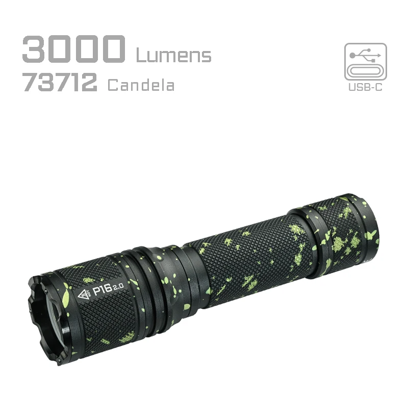 ACEBEAM 戦術懐中電灯 P16 2.0 充電式強力 LED トーチ自己防衛ストロボ