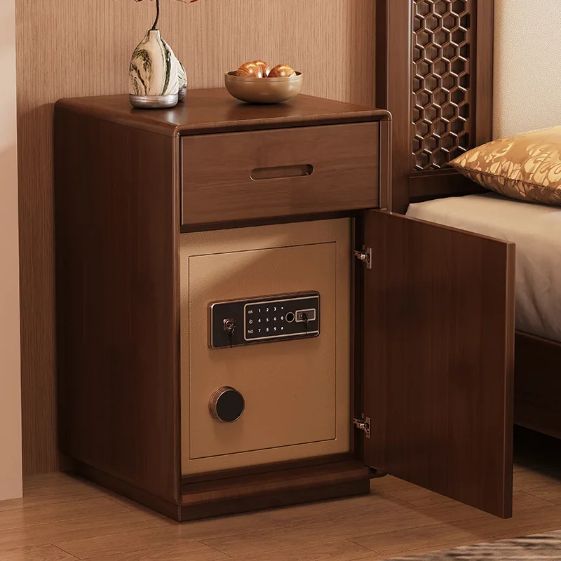 Solid wood bedside table, safe, integrated safe, household small smart fingerprint password, jewelry storage, safe deposit box