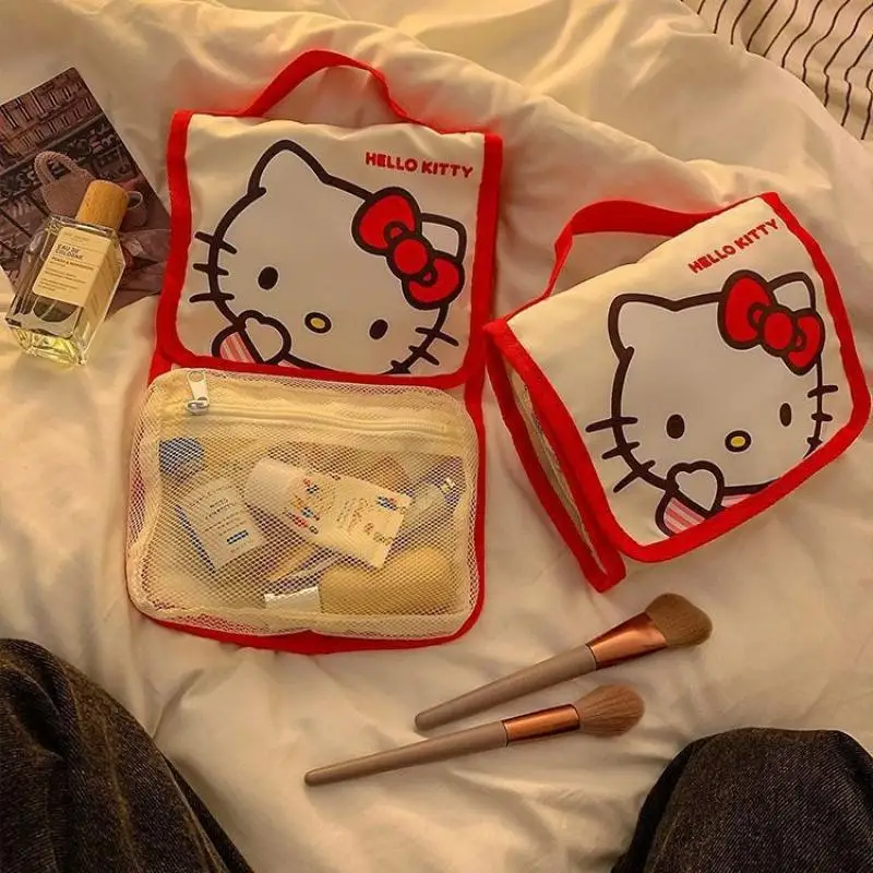 

Hello Kitty Sanrio New Kawaii Large Capacity Waterproof Makeup Bag Cute Cartoon Storage Bag High Beauty Small Bag Toys for Kids