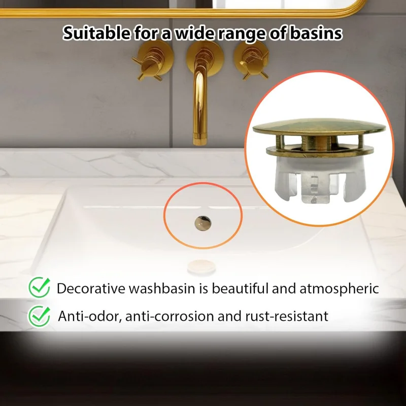 2 Pcs sink Overflow Covers,2-layer Copper Over flow Rings,Bathroom Basin Insert in Hole Round Caps Dual O