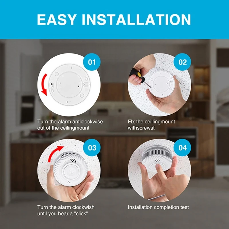 Built-In 10 Year Battery Smoke Detector Wifi Function Tuya Smart Home Parlor Child Room Kitchen Shop Fire Alarm Sensor