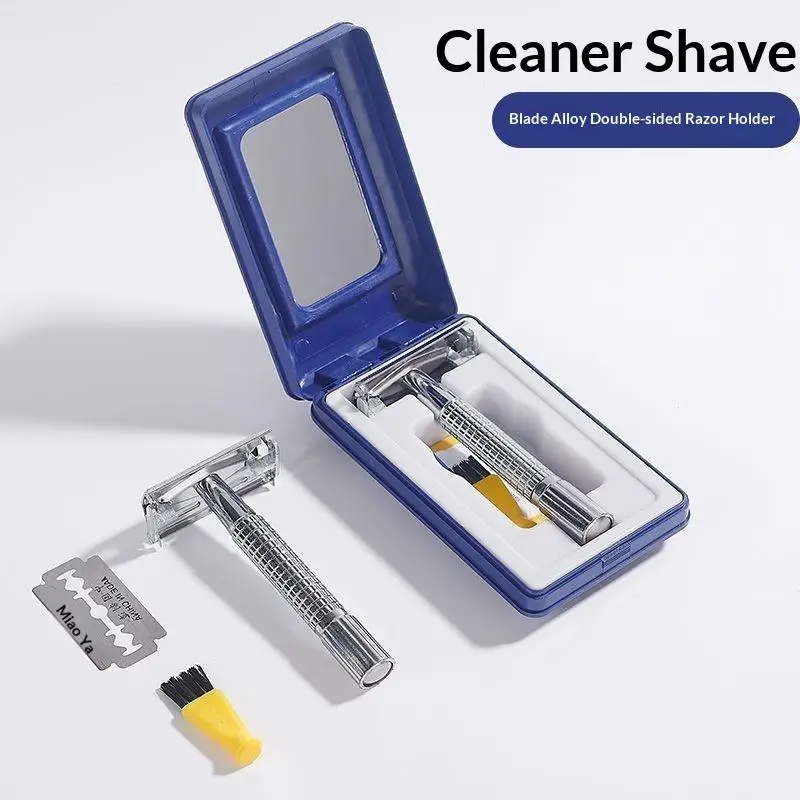 Unisex Double Edge Safety Razor Set Professional Barber Styling Accessories With Delicate Box Holder Blade Included