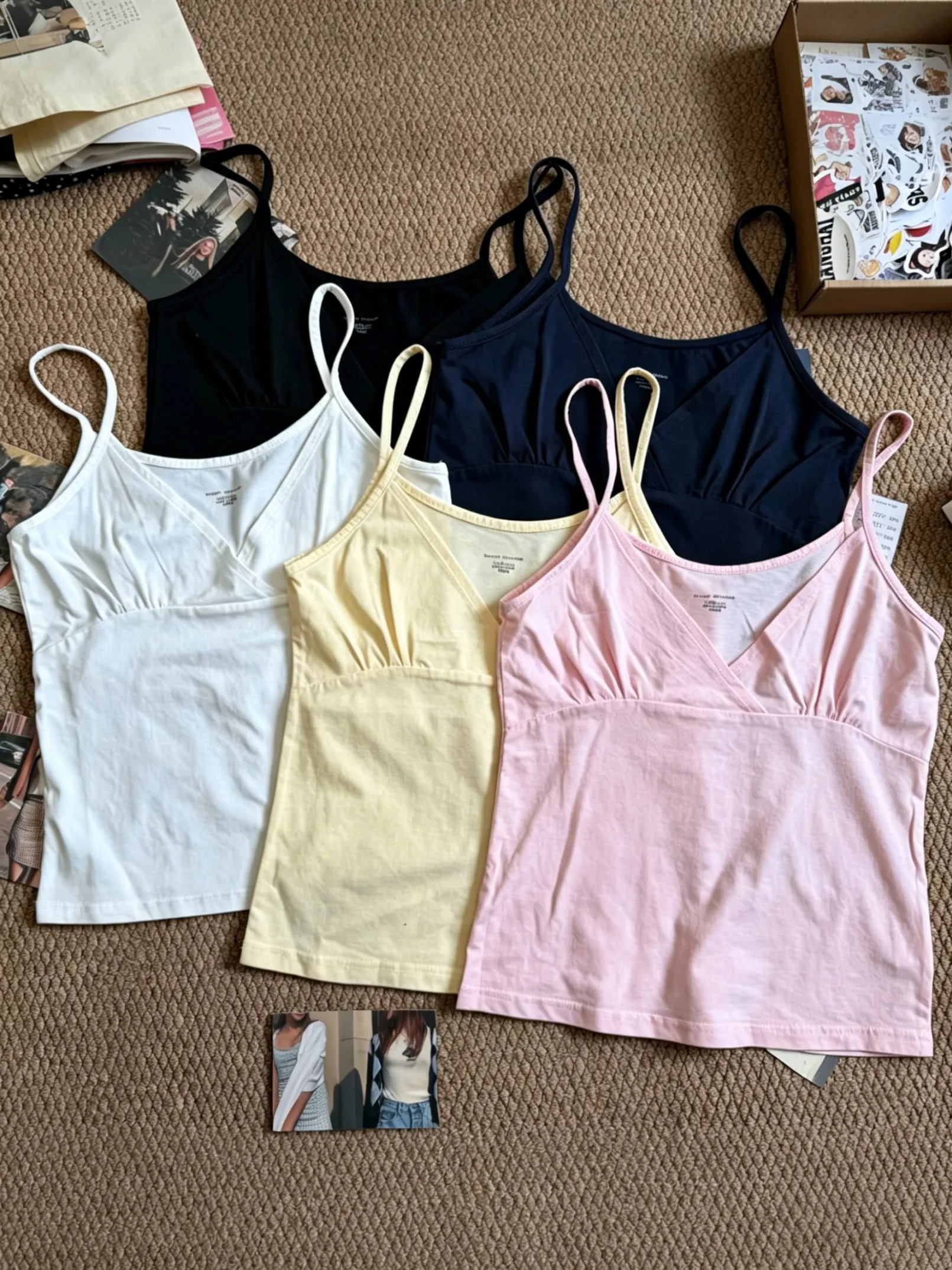 Cross V-neck Slim Camisole Woman Summer Solid Casual Simple Basic Tank Tops All-match Preppy Style Cotton Vest Y2k Crop Top