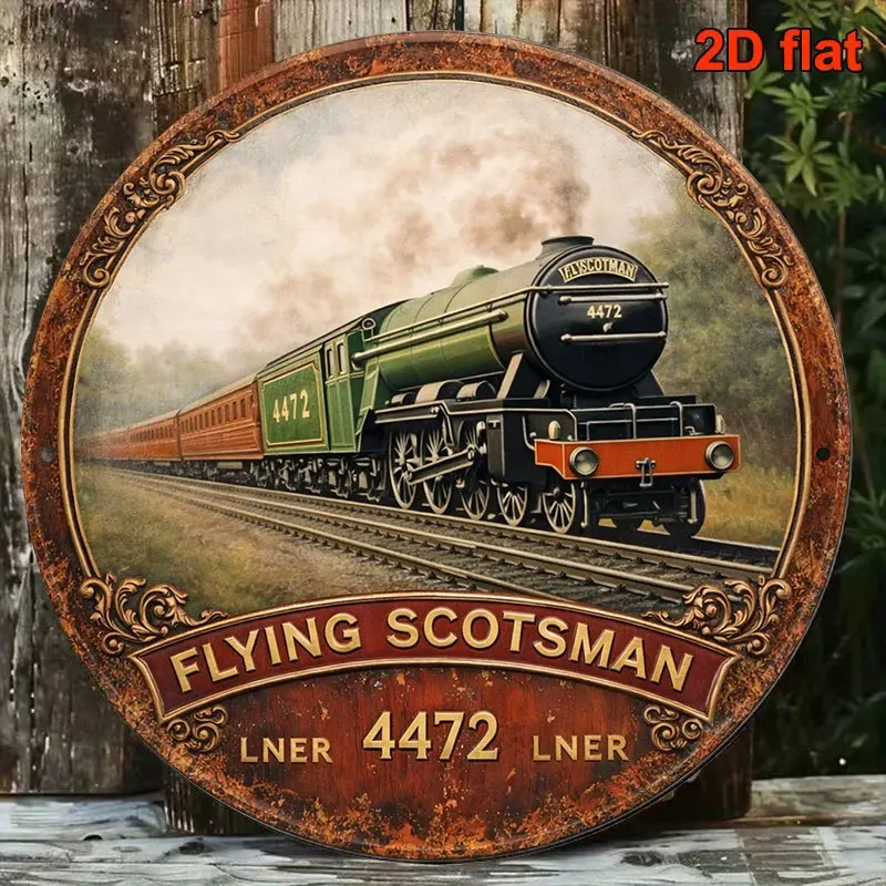 1pc 8*8In/20X20Cm 2D Flat Round Sign, Vintage Plaque of 