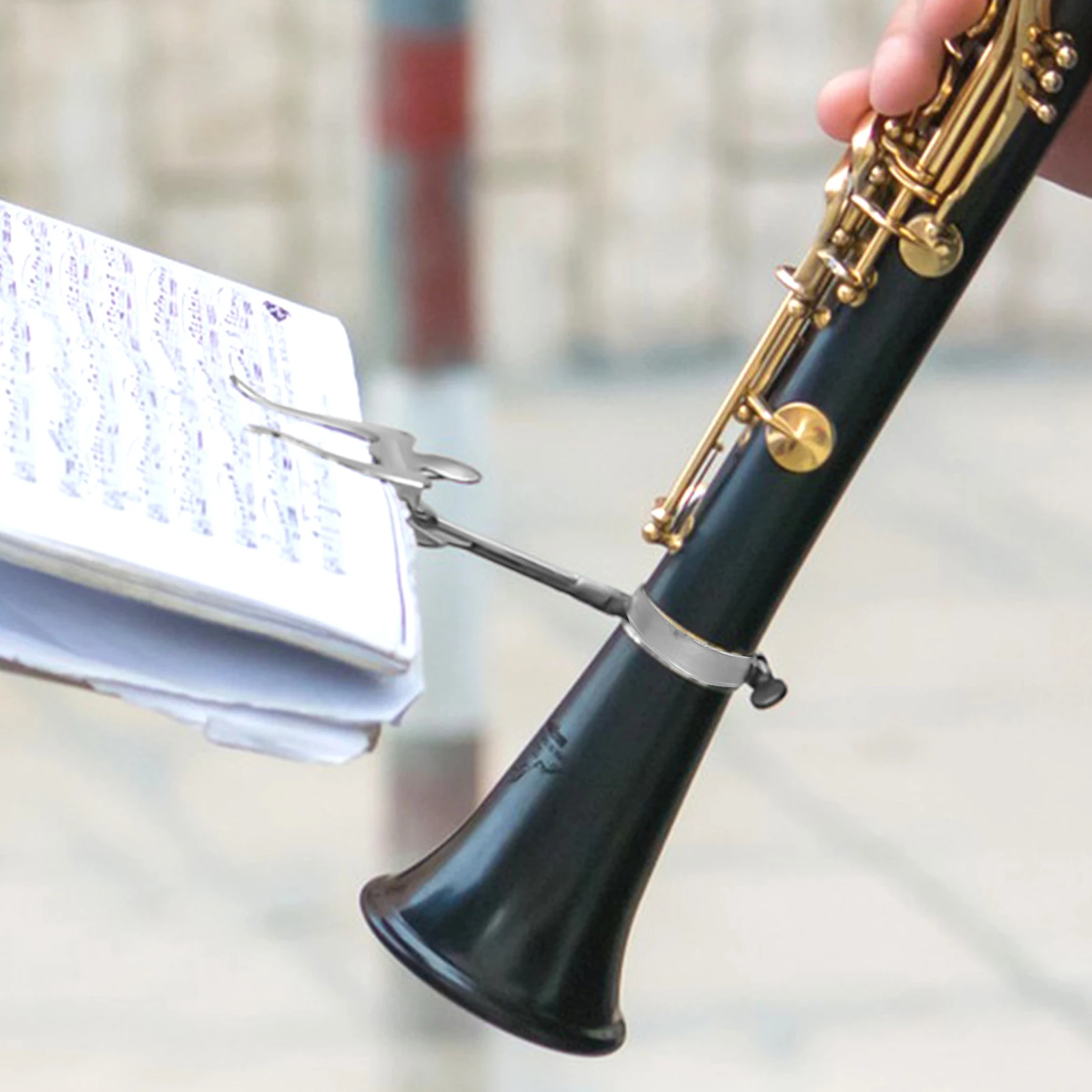

Sheet Music Black Iron 155mm Clarinet Lyre Oboe Music Stand Marching Band Clarinet Lyre Book Instrument Accessories