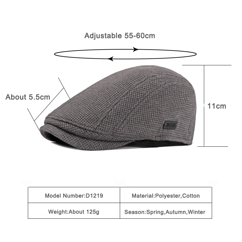 Autumn Winter Men's Berets Hat Warm Knitting Visors Herringbone Newsboy Cap Vintage Flat Cap Gatsby Male Solid Driver Hat