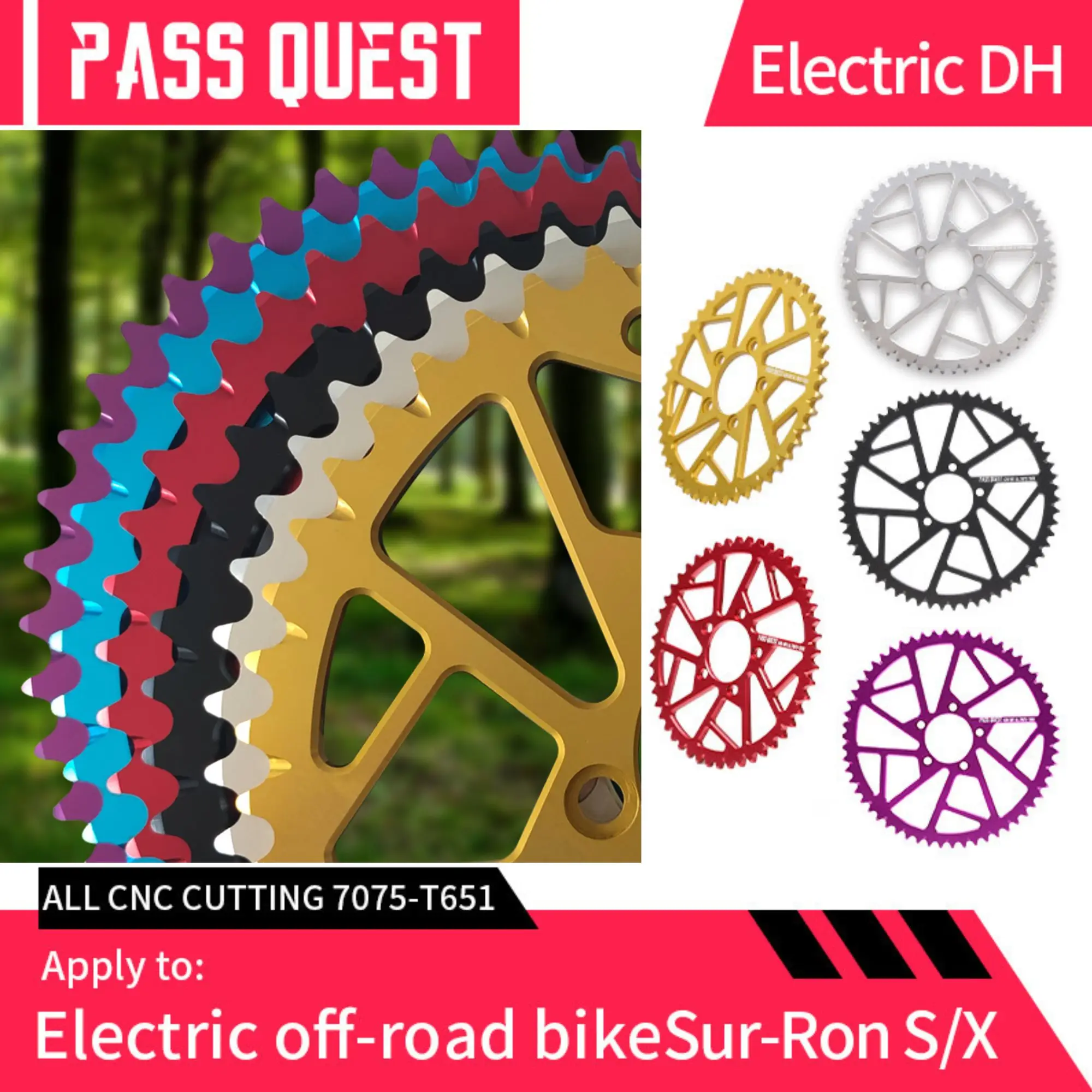 

PASS QUEST Electric Bike Light Bee 48/52/58T Motorcycle Sprocket For Sur-Ron Light Bee X S Off-Road Electric Bike Chainring Part